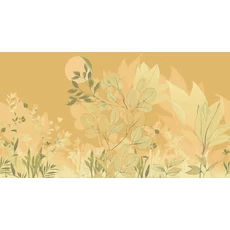 Kép 1/2 - JV Levélmintás art deco sárga vinyl poszter tapéta Belvedere Mustard 544 cm X 3 m