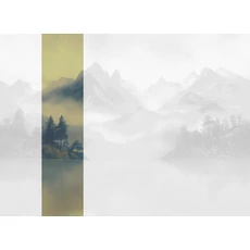 Kép 1/2 - JV Ködös hegycsúcsok kék-sárga vinyl poszter tapéta Huangshan Gold 68 cm X 3 m