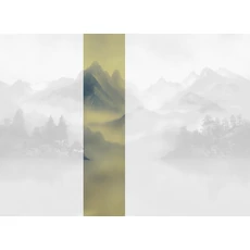 Kép 1/2 - JV Ködös hegycsúcsok kék-sárga vinyl poszter tapéta Huangshan Gold 68 cm X 3 m