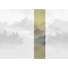 Kép 1/2 - JV Ködös hegycsúcsok kék-sárga vinyl poszter tapéta Huangshan Gold 68 cm X 3 m
