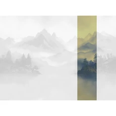 Kép 1/2 - JV Ködös hegycsúcsok kék-sárga vinyl poszter tapéta Huangshan Gold 68 cm X 3 m