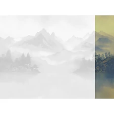 Kép 1/2 - JV Ködös hegycsúcsok kék-sárga vinyl poszter tapéta Huangshan Gold 68 cm X 3 m