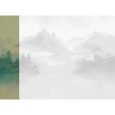 Kép 1/2 - JV Ködös hegycsúcsok zöld vinyl poszter tapéta Huangshan Green 68 cm X 3 m