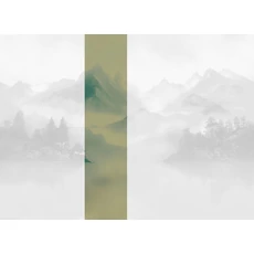 Kép 1/2 - JV Ködös hegycsúcsok zöld vinyl poszter tapéta Huangshan Green 68 cm X 3 m