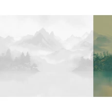 Kép 1/2 - JV Ködös hegycsúcsok zöld vinyl poszter tapéta Huangshan Green 68 cm X 3 m