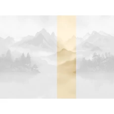 Kép 1/2 - JV Ködös hegycsúcsok bézs vinyl poszter tapéta Huangshan Beige 68 cm X 3 m