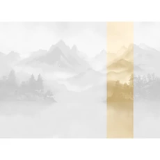 Kép 1/2 - JV Ködös hegycsúcsok bézs vinyl poszter tapéta Huangshan Beige 68 cm X 3 m