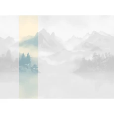 Kép 1/2 - JV Ködös hegycsúcsok kék-bézs vinyl poszter tapéta Huangshan Ice 68 cm X 3 m