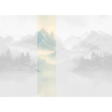 Kép 1/2 - JV Ködös hegycsúcsok kék-bézs vinyl poszter tapéta Huangshan Ice 68 cm X 3 m