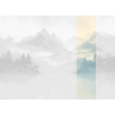 Kép 1/2 - JV Ködös hegycsúcsok kék-bézs vinyl poszter tapéta Huangshan Ice 68 cm X 3 m