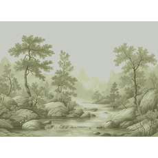 Kép 1/2 - JV Patak az erdőben zöld vinyl poszter tapéta Arcadia Sepia 400 cm X 3 m