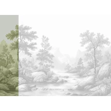 Kép 1/2 - JV Patak az erdőben zöld vinyl poszter tapéta Arcadia Sepia 68 cm X 3 m