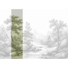 Kép 1/2 - JV Patak az erdőben zöld vinyl poszter tapéta Arcadia Sepia 68 cm X 3 m