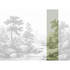 Kép 1/2 - JV Patak az erdőben zöld vinyl poszter tapéta Arcadia Sepia 68 cm X 3 m