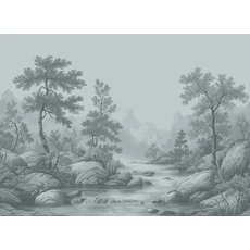 Kép 1/2 - JV Patak az erdőben szürke vinyl poszter tapéta Arcadia B&W 400 cm X 3 m