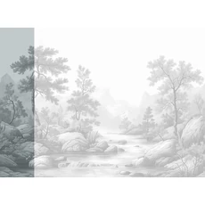 Kép 1/2 - JV Patak az erdőben szürke vinyl poszter tapéta Arcadia B&W 68 cm X 3 m