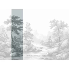 Kép 1/2 - JV Patak az erdőben szürke vinyl poszter tapéta Arcadia B&W 68 cm X 3 m