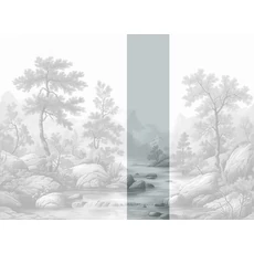 Kép 1/2 - JV Patak az erdőben szürke vinyl poszter tapéta Arcadia B&W 68 cm X 3 m