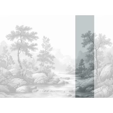 Kép 1/2 - JV Patak az erdőben szürke vinyl poszter tapéta Arcadia B&W 68 cm X 3 m