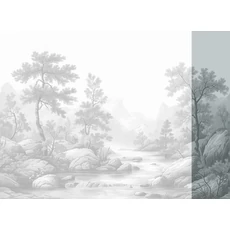 Kép 1/2 - JV Patak az erdőben szürke vinyl poszter tapéta Arcadia B&W 68 cm X 3 m