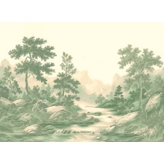 Kép 1/2 - JV Patak az erdőben zöld vinyl poszter tapéta Arcadia Green 400 cm X 3 m