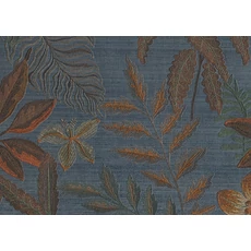 Kép 1/2 - JV Egzotikus virágmintás szövethatású kék vinyl tapéta Jardin Tropical Blue 100 cm X 10 m