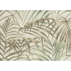 Kép 1/2 - JV Pálmaleveles egzotikus bézs-zöld-arany vinyl tapéta Fern Beige 100 cm X 10 m