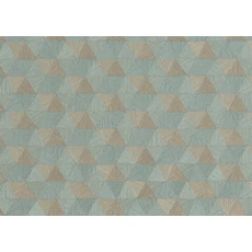 Kép 1/2 - JV Háromszög mintás indiai stílusú kék-bronz vinyl tapéta Triangles Tropicales Blue 100 cm X 10 m