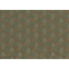 Kép 1/2 - JV Háromszög mintás indiai stílusú zöld-bronz vinyl tapéta Triangles Tropicales Green 100 cm X 10 m