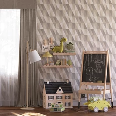 Kép 2/2 - KT-Exclusive Geometriai mintás bézs vlies gyerek tapéta Joy Light Gray 52 cm X 10 m