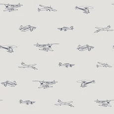 Kép 1/2 - KT-Exclusive Repülős kék-szürke vlies gyerek tapéta Joy Blue-Gray 52 cm X 10 m