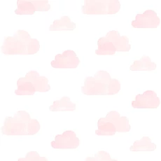 Kép 1/2 - KT-Exclusive Felhő mintás rózsaszín vlies gyerek tapéta Joy White-Rose 52 cm X 10 m