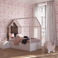 Kép 2/2 - KT-Exclusive Állatmintás rószaszín vlies gyerek tapéta Joy Pink 52 cm X 10 m