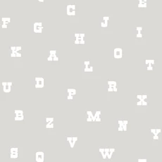 Kép 1/2 - KT-Exclusive Betű mintás szürke vlies gyerek tapéta Joy Gray 52 cm X 10 m
