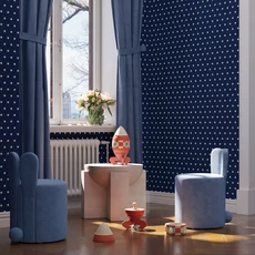 Kép 2/2 - KT-Exclusive Csillag mintás sötétkék vlies gyerek tapéta Joy Dark Blue 52 cm X 10 m