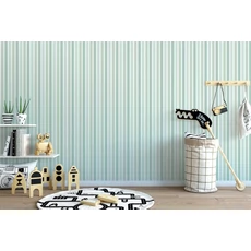 Kép 2/2 - KT-Exclusive Csíkos zöld vlies gyerek tapéta Joy Green 52 cm X 10 m