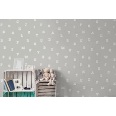Kép 2/2 - KT-Exclusive Betű mintás szürke vlies gyerek tapéta Joy Gray 52 cm X 10 m