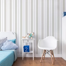 Kép 2/2 - KT-Exclusive Széles csíkos szürke vlies gyerek tapéta Joy Gray 52 cm X 10 m