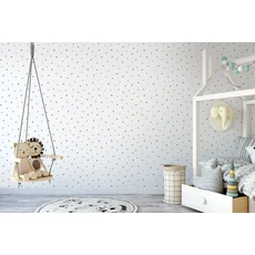 Kép 2/2 - KT-Exclusive Pöttyös fekete-törtfehér vlies gyerek tapéta Joy Black-White 52 cm X 10 m