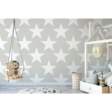Kép 2/2 - KT-Exclusive Csillag mintás szürke vlies gyerek tapéta Joy Gray 52 cm X 10 m