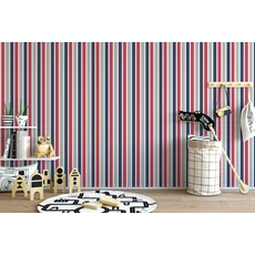 Kép 2/2 - KT-Exclusive Csíkos piros-kék vlies gyerek tapéta Joy Red-Blue 52 cm X 10 m