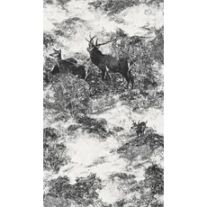 Kép 1/2 - KT-Exclusive Tájkép szarvasokkal fekete-fehér vlies tapéta Sauvage Creme-Black 52 cm X 10 m