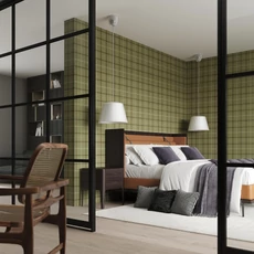 Kép 2/2 - KT-Exclusive Klasszikus kockás zöld vlies tapéta Sauvage Green 52 cm X 10 m