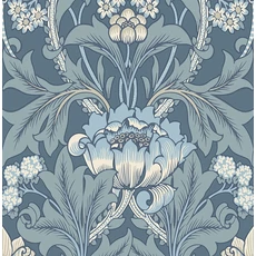 Kép 1/2 - KT-Exclusive Virágmintás klasszikus kék vlies tapéta British Heritage Blue 52 cm X 10 m