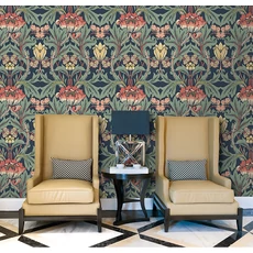 Kép 2/2 - KT-Exclusive Virágmintás klasszikus sötétkék vlies tapéta British Heritage Dark Blue 52 cm X 10 m