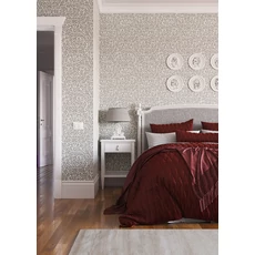 Kép 2/2 - KT-Exclusive Levélmintás szürke-fehér vlies tapéta British Heritage White 52 cm X 10 m