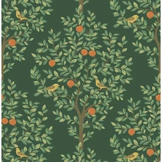 Kép 1/3 - KT-Exclusive Almafa madarakkal zöld vlies tapéta British Heritage Green 52 cm X 10 m