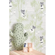 Kép 2/5 - Majvillan Pandák bambuszon szürke vlies gyerek tapéta Bambu Grey 53 cm X 10 m