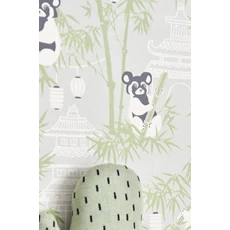 Kép 5/5 - Majvillan Pandák bambuszon szürke vlies gyerek tapéta Bambu Grey 53 cm X 10 m