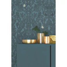 Kép 5/5 - Majvillan Modern kék vlies tapéta Amelie Petrol 53 cm X 10 m